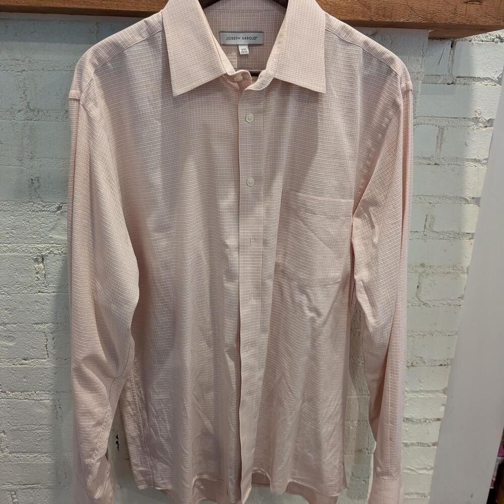 Joseph Abboud Coral & White Checkered Dress Shirt